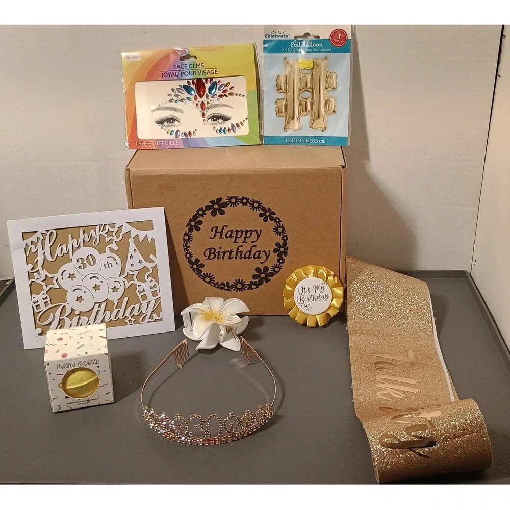 Unbranded 30th Birthday Gift Set Women OS Gold New Tiara Sash Decorations